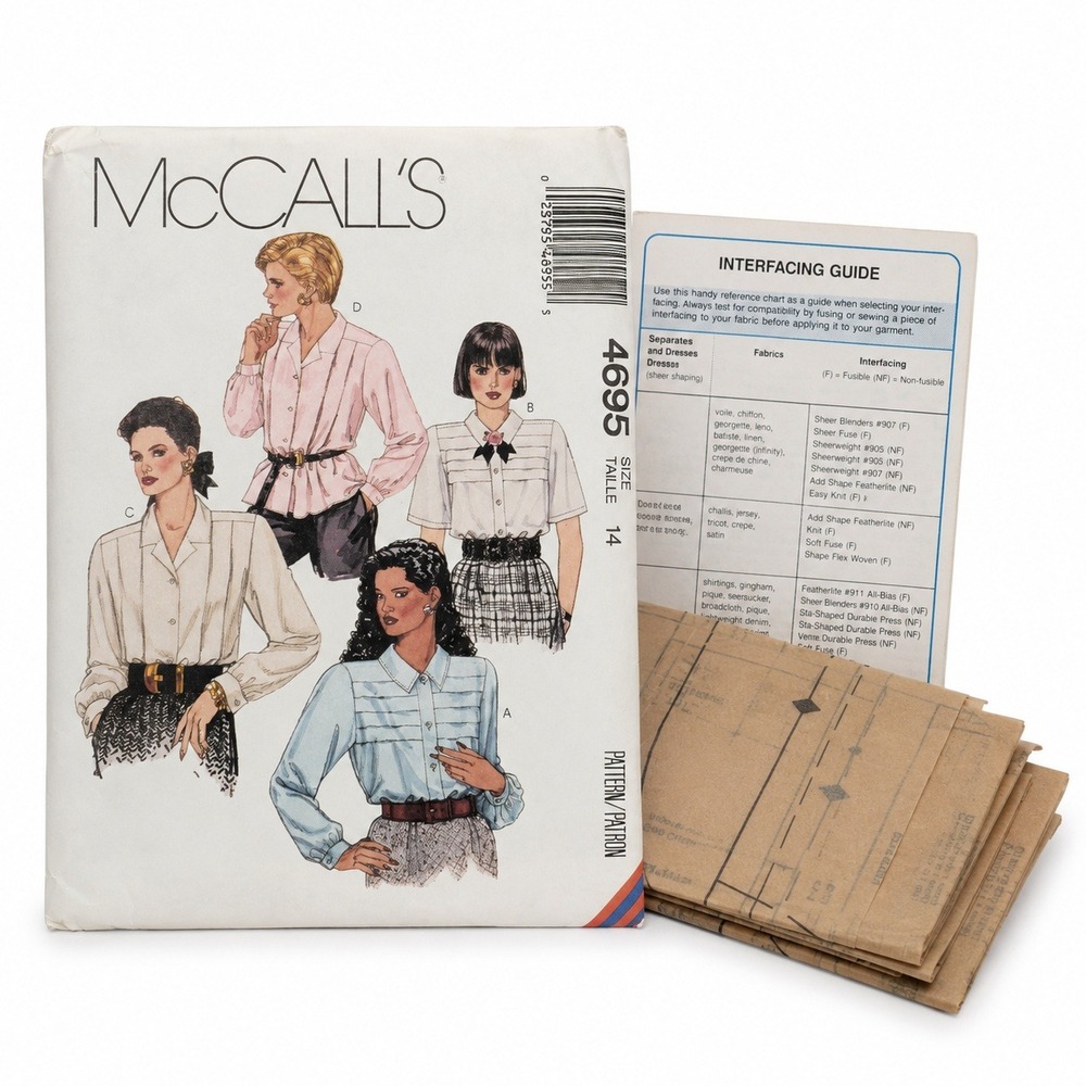 McCall's 4695 Blouse Pattern Women Size 14 Multi-Style 1990 Good Vintage 90s DIY